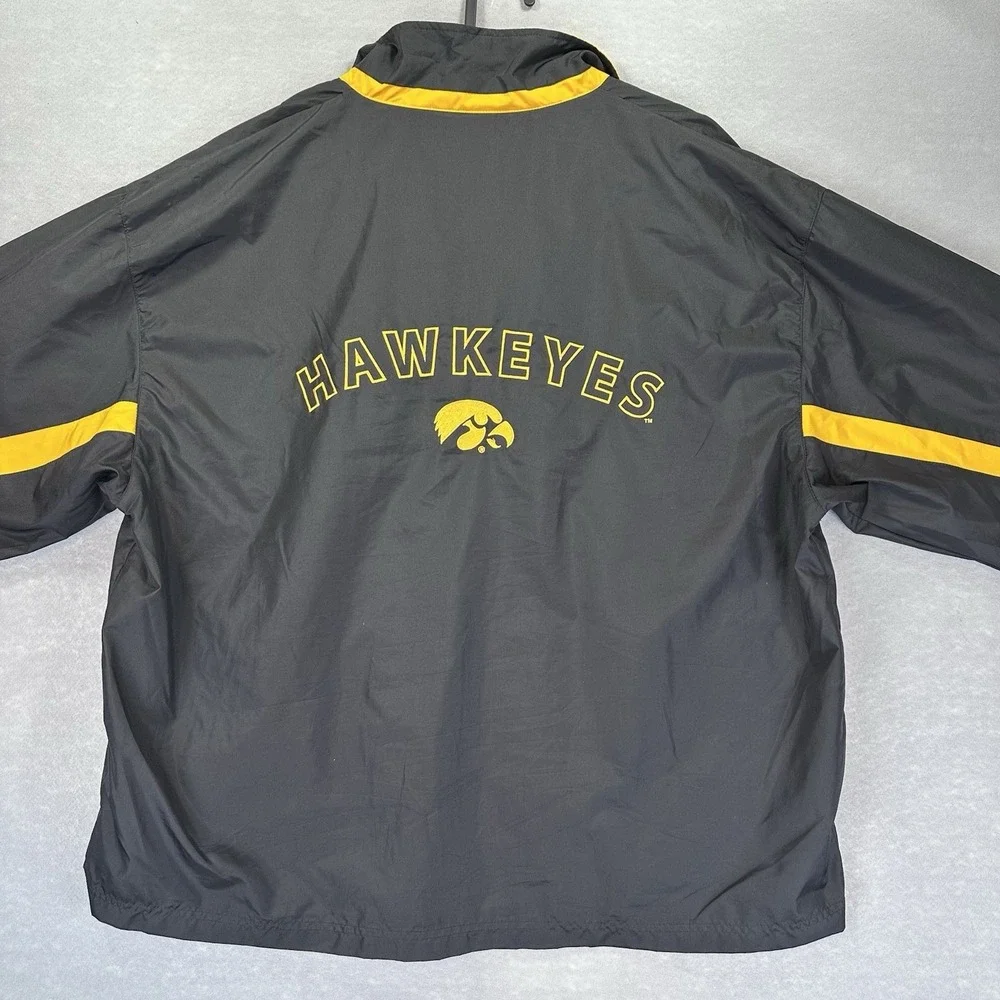 Starter Iowa Hawkeyes Men's XL Full Zip‎ Windbreaker Jacket Adult Y2K Black Gold